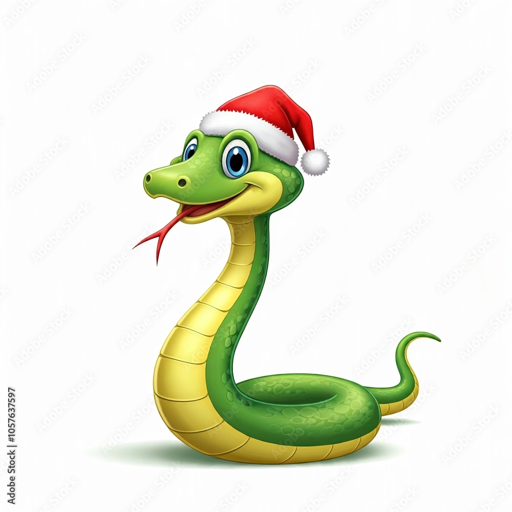 Adorable Snake with Santa Hat Adorable Snake with Santa Hat