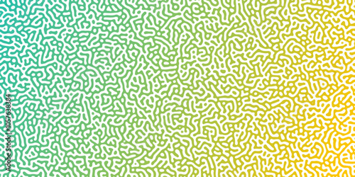 Abstract Reaction-diffusion or Turing pattern natural texture in coral green gradient colour scheme. Linear design with biological shapes. Organic lines in memphis. abstract turing organic wallpaper.	