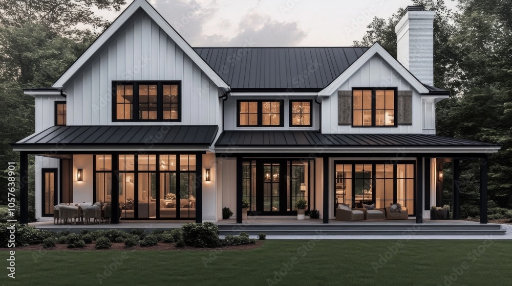 Contemporary architecture blended with rustic farmhouse elements. Contemporary architecture blended with rustic farmhouse elements.