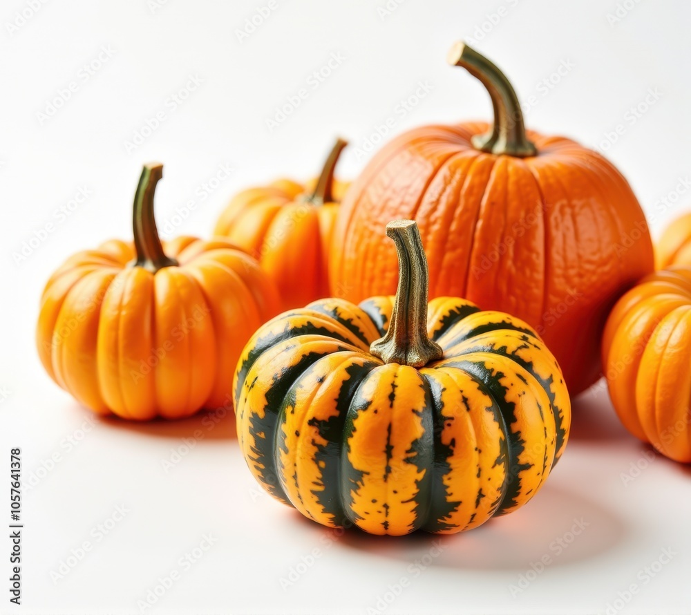 Obraz premium pumpkins different vegetables on white background