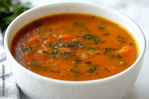 healthy pumpkin soup with ginger carrots and coconut milk . AI generative.