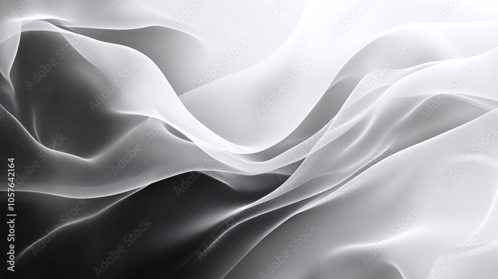 Fototapeta premium Monochrome Wave Texture: Smooth, wavy texture in monochrome, creating a sense of subtle movement and depth