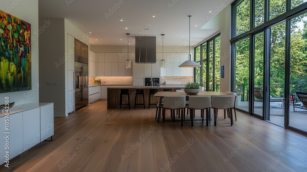 Fototapeta premium Modern Open Plan Dining Area with Natural Light