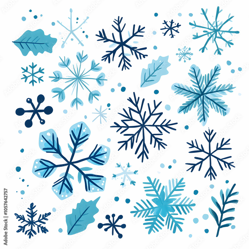 Cheerful Cartoon Snowflakes Vector Illustration with Playful Design Elements