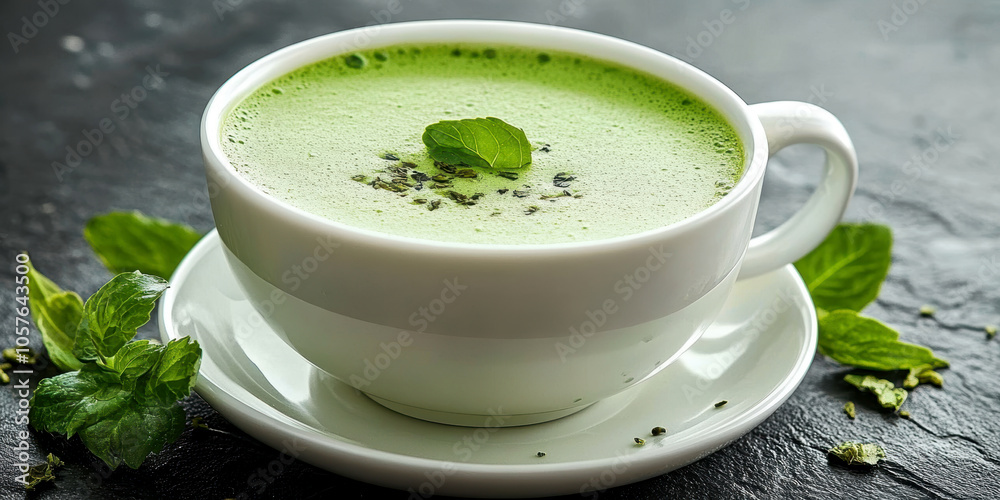 tasty Matcha Latte made from green tea. AI generative. tasty Matcha Latte made from green tea. AI generative.