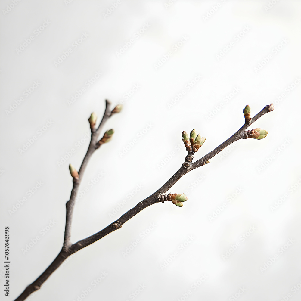 Close-Up Minimalist Shot of a Withered Branch with New Growth Against a Soft Background Close-Up Minimalist Shot of a Withered Branch with New Growth Against a Soft Background