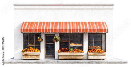 PNG Modern fruits shop facade awning neighborhood shopfront.