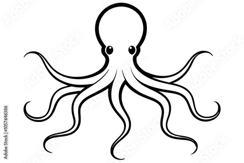 Octopus Isolated Vector Illustration Underwater Art Design