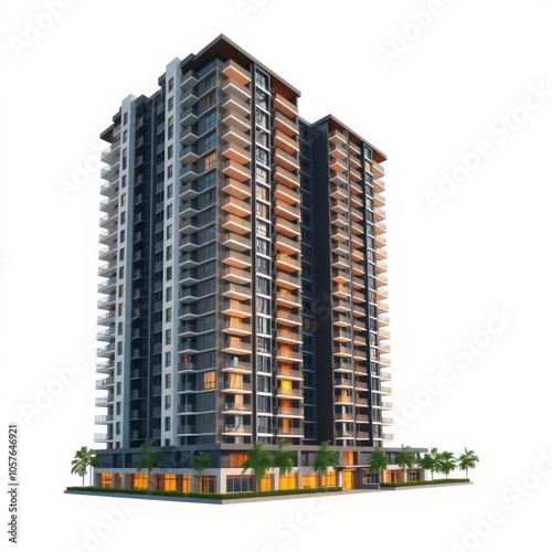 Condo building isolated on white background modern apartment complex residential condo architectural design urban housing condo exterior real estate building facade Condominium   photo