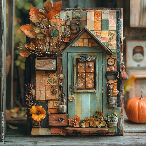 Cozy Whimsical Boho House Featuring Colorful Patchwork Patterns and Eclectic Decor in a Bright, Inviting Atmosphere photo