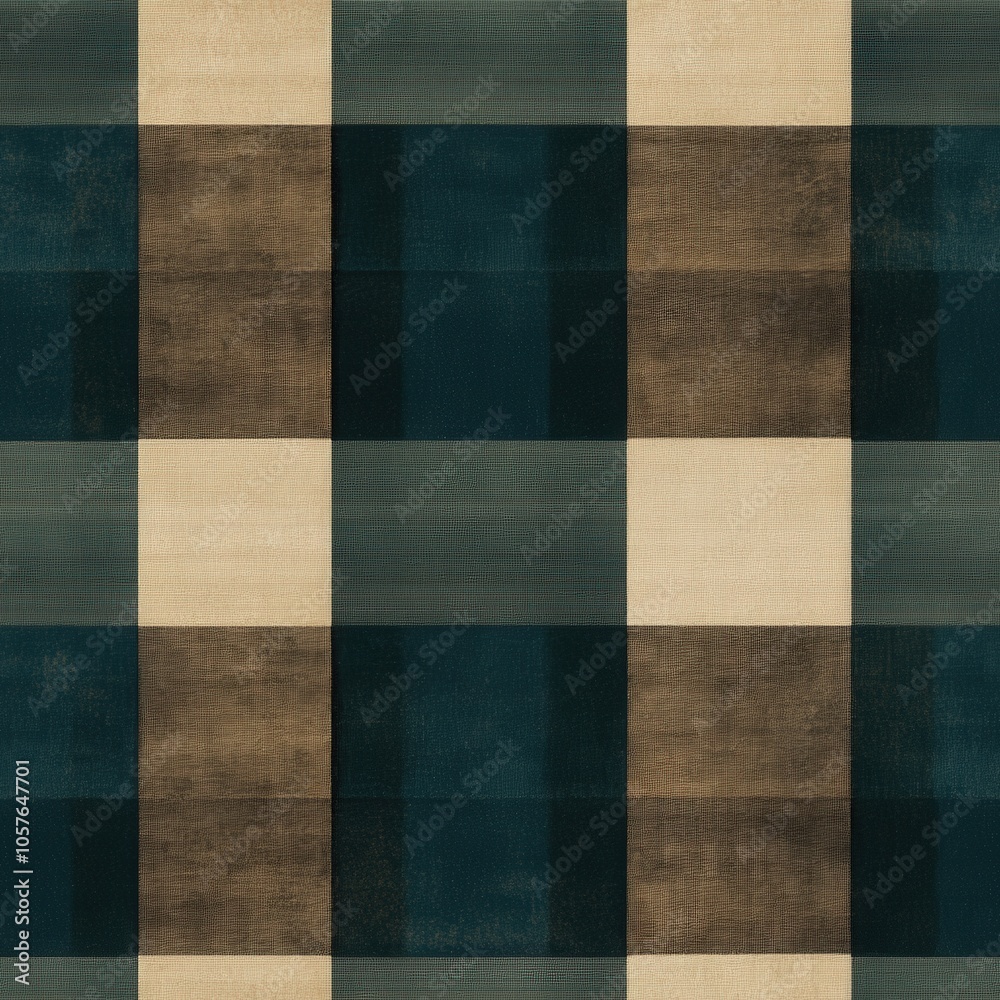 Fototapeta premium Abstract Plaid Pattern with Teal, Brown, and Beige Texture pattern ,seamless pattern ,textile design