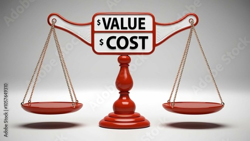 A scale balancing the concepts of value and cost, symbolizing financial decision-making and economic analysis. photo