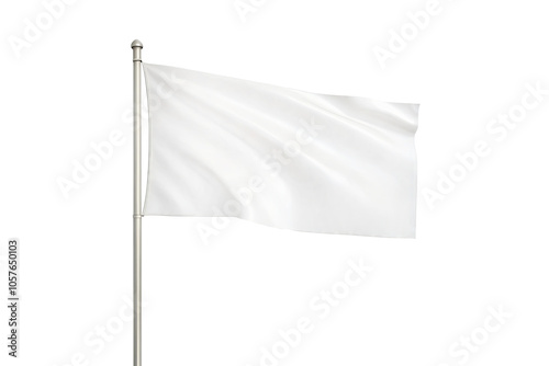 White flag. developing on a transparent background, mockup, PNG photo