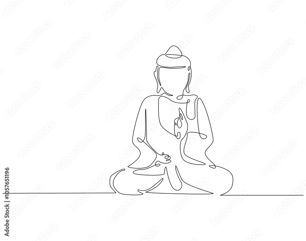 Continuous one line drawing of buddha statue. One line drawing illustration of buddha statue. Religious, culture, vesak day concept single line. Editable outline Continuous one line drawing of buddha statue. One line drawing illustration of buddha statue. Religious, culture, vesak day concept single line. Editable outline