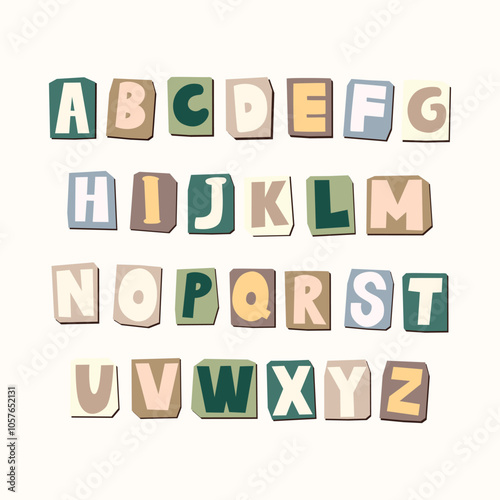 Paper style ransom note letter item set