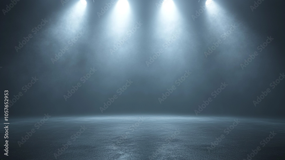 Fototapeta premium Dark Background with Spotlights and Fog for Product Display or Presentation