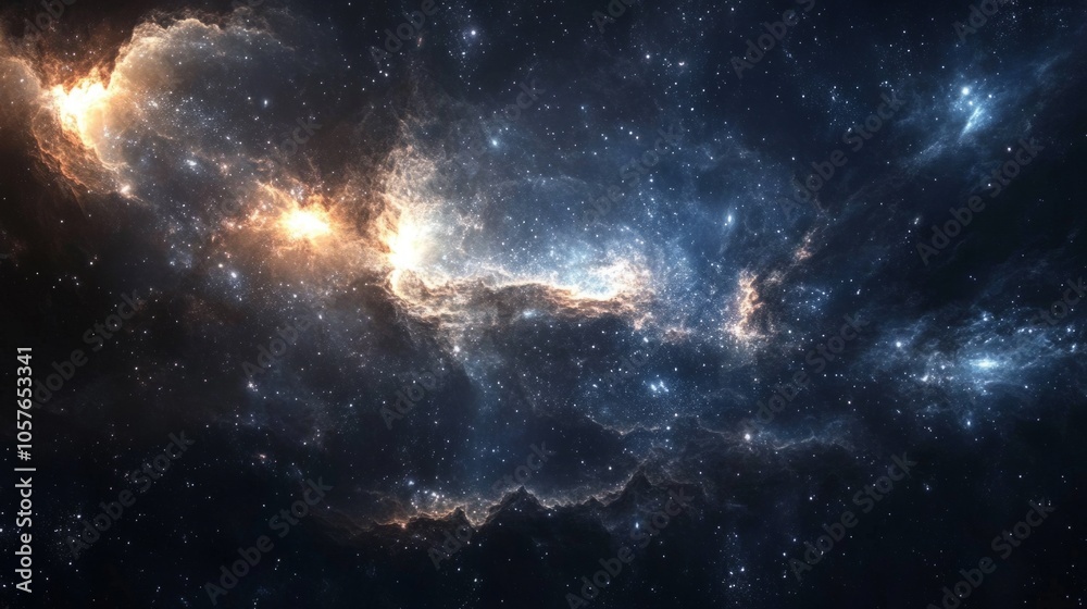 Obraz premium A beautiful, starry night sky with a large cloud of gas and dust