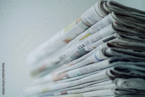 Stacked Newspapers on a Light Background