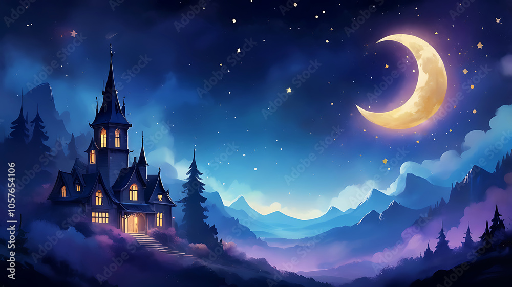 Fototapeta premium Nature background, watercolor style