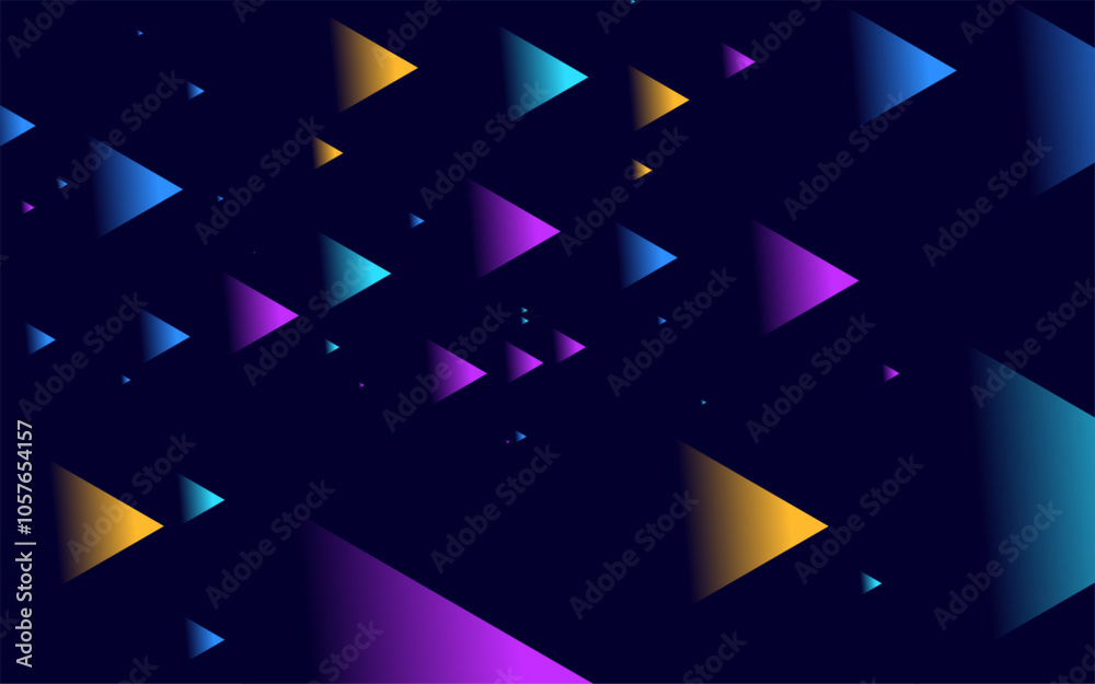 Abstract background with colorful triangles on a dark blue background. Abstract background with colorful triangles on a dark blue background.