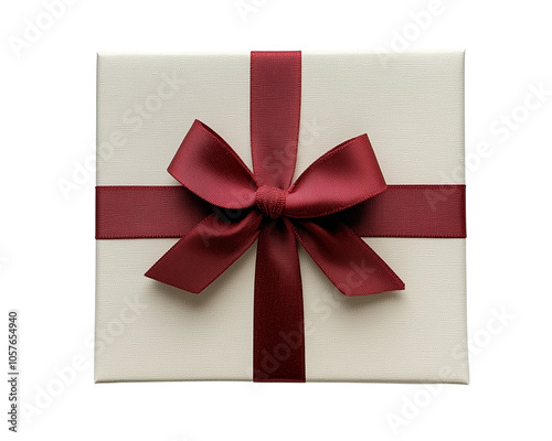 Gift Box With Red Ribbon Isolated On Transparent Background