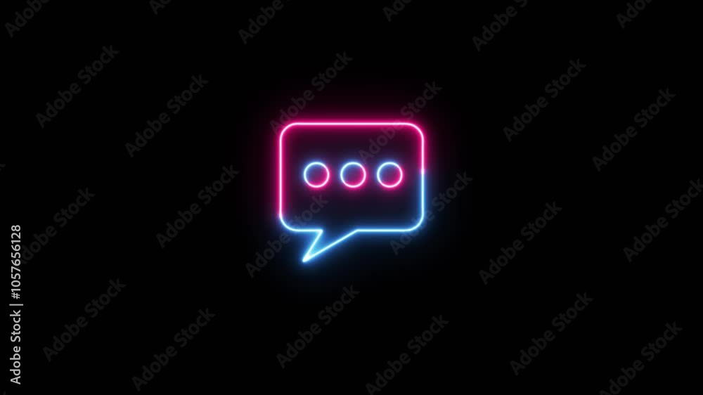 Glowing Neon speech dialogue chat icons and message box animations on Black Background Glowing Neon speech dialogue chat icons and message box animations on Black Background