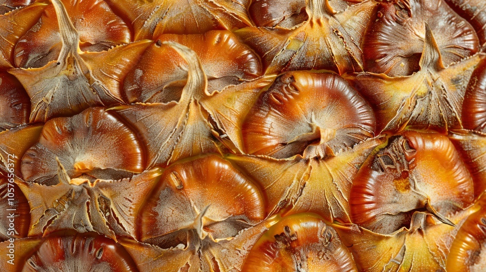 An intricate pineapple skin pattern used as a background, with rich textures and natural colors giving it a fresh and appetizing appearance. An intricate pineapple skin pattern used as a background, with rich textures and natural colors giving it a fresh and appetizing appearance.
