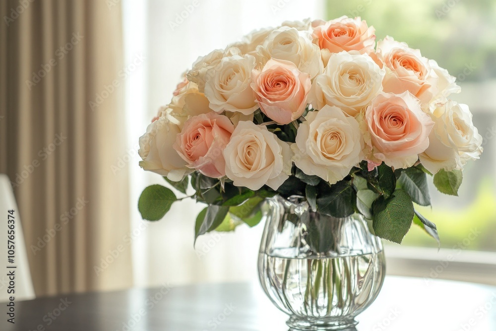 Obraz premium Elegant Bouquet of Soft Pink and White Roses