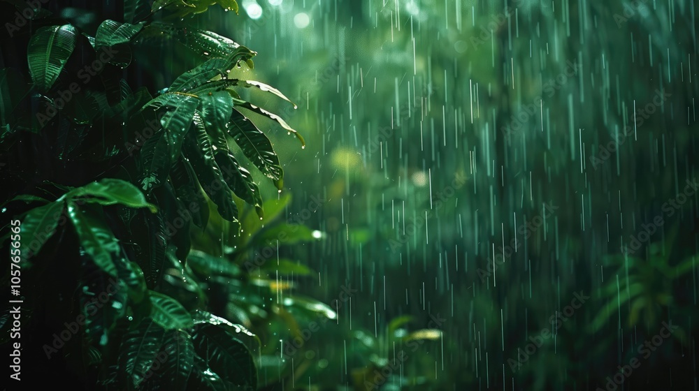 Fototapeta premium Rain on the earth during the rainy season.