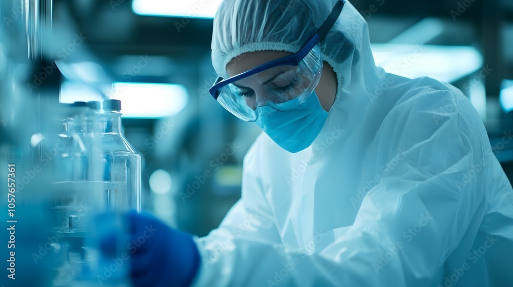 Lab Worker Engaged in Chemical Processing Lab Worker Engaged in Chemical Processing