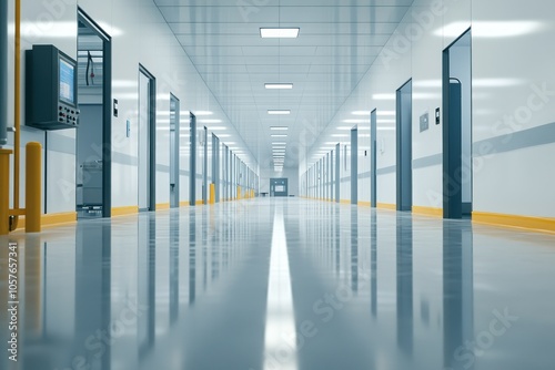 Modern Hallway with Clean Aesthetic in Industrial Setting