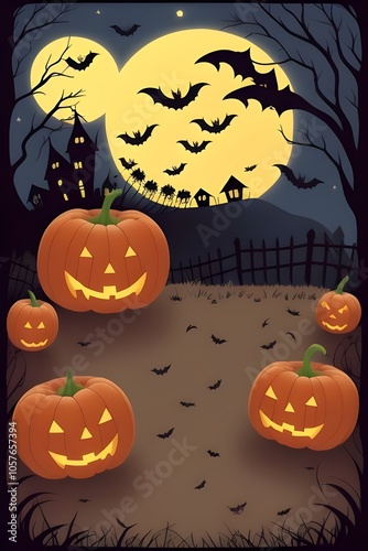 Vector art halloween witch pumpkin Background photo