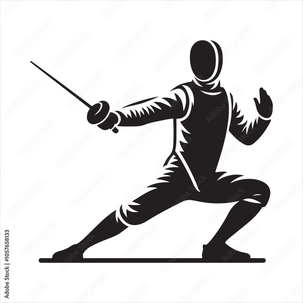 Fencer in Stance silhouette vector file Fencer in Stance silhouette vector file