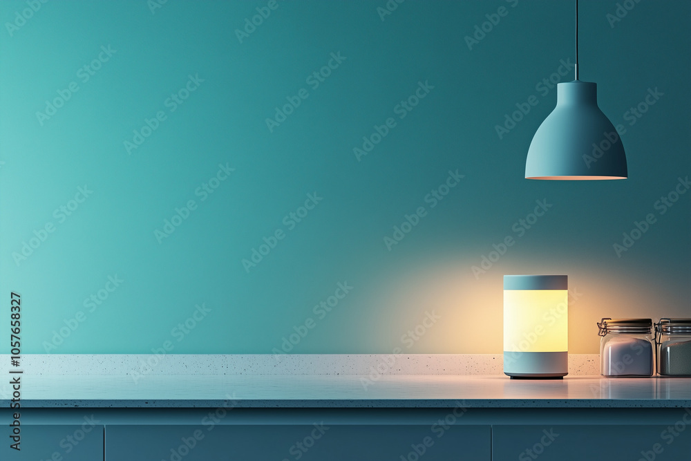 Futuristic smart home assistant device glowing Futuristic smart home assistant device glowing