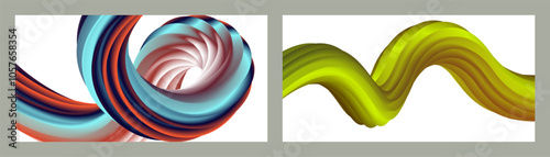 Abstract volumetric background. Cords. set of two illustrations. Toothpaste in a tube. Minimalism. Creative modern background. Cover design, wallpaper, background. eps vector.