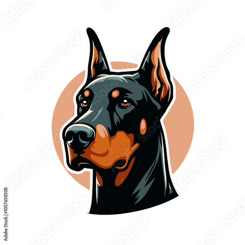 Doberman pincher breed dog. Isolated vector illustration	