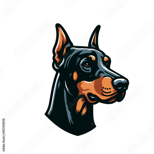 Doberman pincher breed dog. Isolated vector illustration	