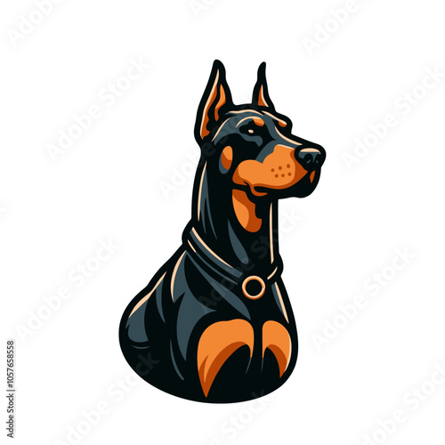 Doberman pincher breed dog. Isolated vector illustration	