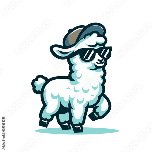 cool llama or alpaca vector mascotcharacter isolated illustration