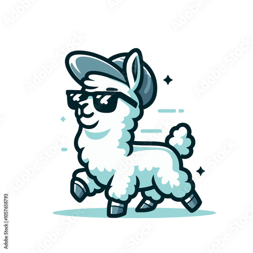 cool llama or alpaca vector mascotcharacter isolated illustration