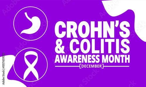 December is Crohn's and Colitis Awareness Month. Holiday concept. suitable for placard, background,Greeting Card, Poster design template with text inscription, standard Social Media Post.