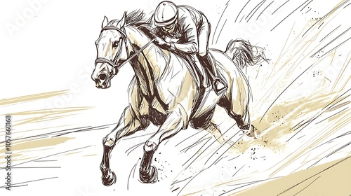 Equestrian Sport Sketch: A dynamic sketch representing the excitement of horse racing competitions.