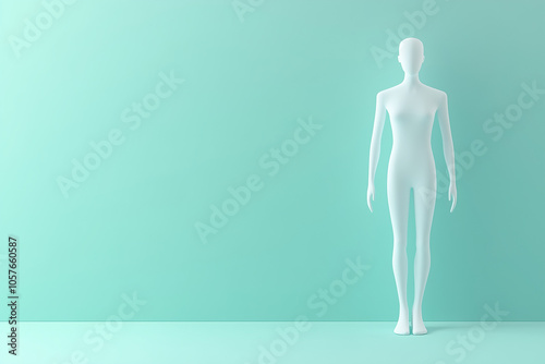 Isolated abstract white human silhouette on a teal background