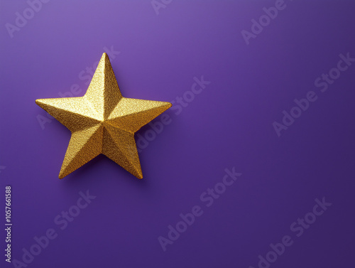 Golden star on a solid purple background