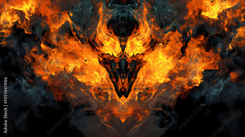Scary demon monster in hell. generative ai. Fire Demon. Illustration Scary demon monster in hell. generative ai. Fire Demon. Illustration