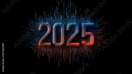 a celebratory digital art for news years eve, the numbers "2025"