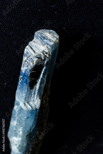 Close-up of a kyanite crystal (Al2OSiO4) on a black background