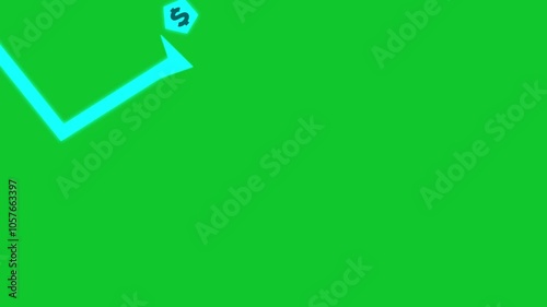 Downward Animation of going arrow line falling stock index showing fluctuate trend Tickers Changing Motion Background decline decrease losses in green screen background 4k