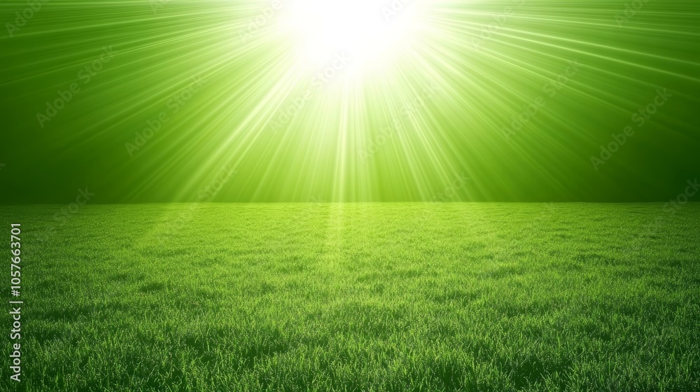 Sunbeams illuminate a lush green grass field creating picturesque landscape photography showcasing the serenity of nature. Sunbeams illuminate a lush green grass field creating picturesque landscape photography showcasing the serenity of nature.
