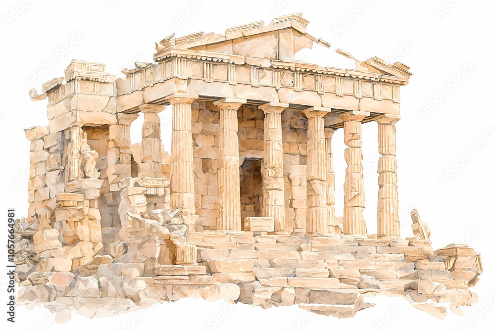 Obraz premium Ancient Greek Temple with Stone Columns